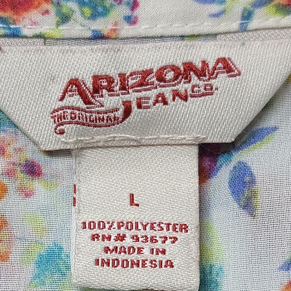 Arizona Jean Co Scoop Neck Babydoll Top Size L Closure Button & TASSLE TIE - Picture 5 of 8